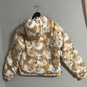 Reversible Versace Jeans Couture Gold and Cream Baroque Hoodie Jacket